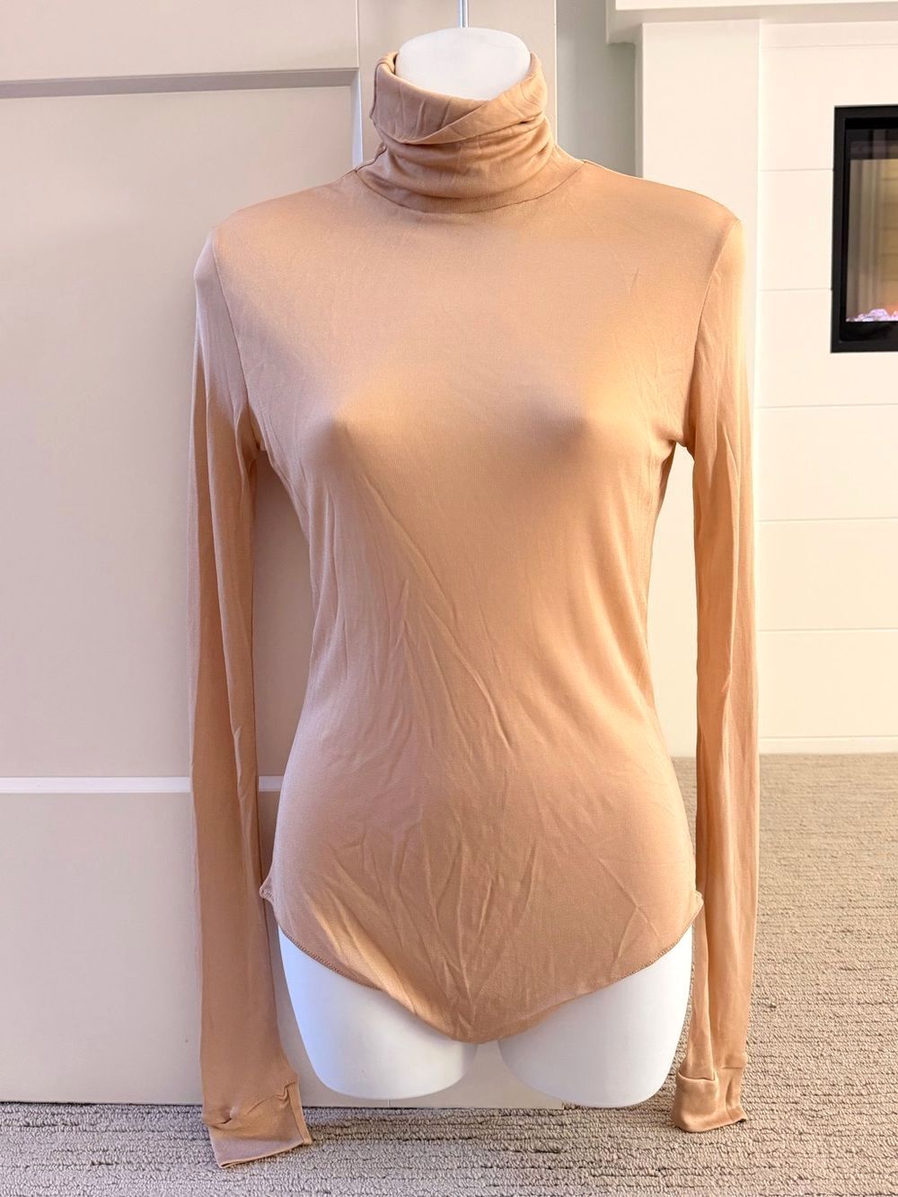 MAISON MARGIELA Beautiful Camel Nude Mesh Bodysuit 44/L NWT $620!!